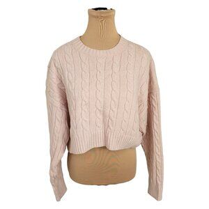Sunday Best Aritzia Light Pink Cable Knit Cropped Sweater Sz M
